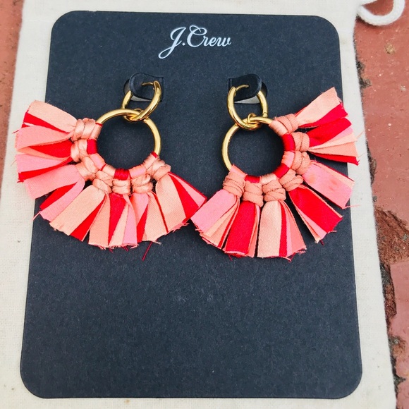 J. Crew Bright Pink Fabric Fan Earrings - Picture 6 of 6